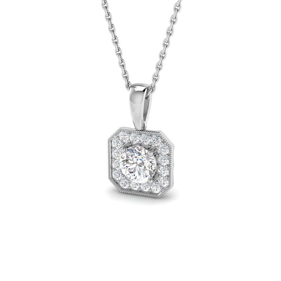 Halo Diamond Ring 0.65ct – SP7057 – 18k White Gold