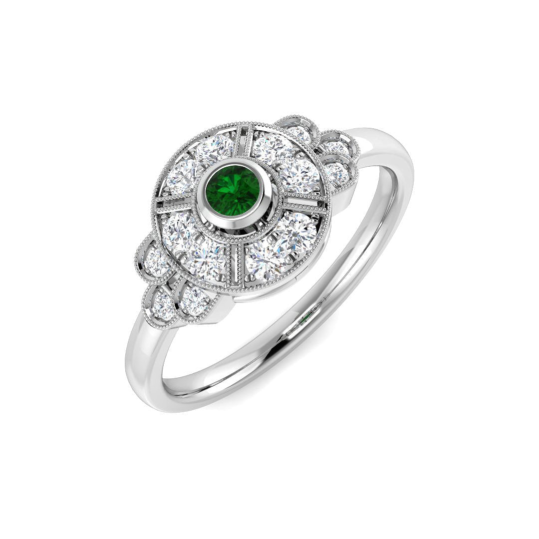 Vintage Diamond Ring 0.33ct – SR4705~EM – 18k White Gold
