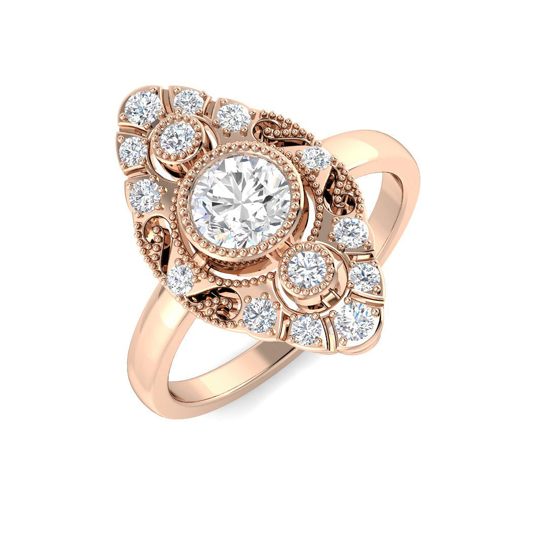 Vintage Lab-Grown Diamond Ring 0.77ct – SR7629 – 18k Rose Gold
