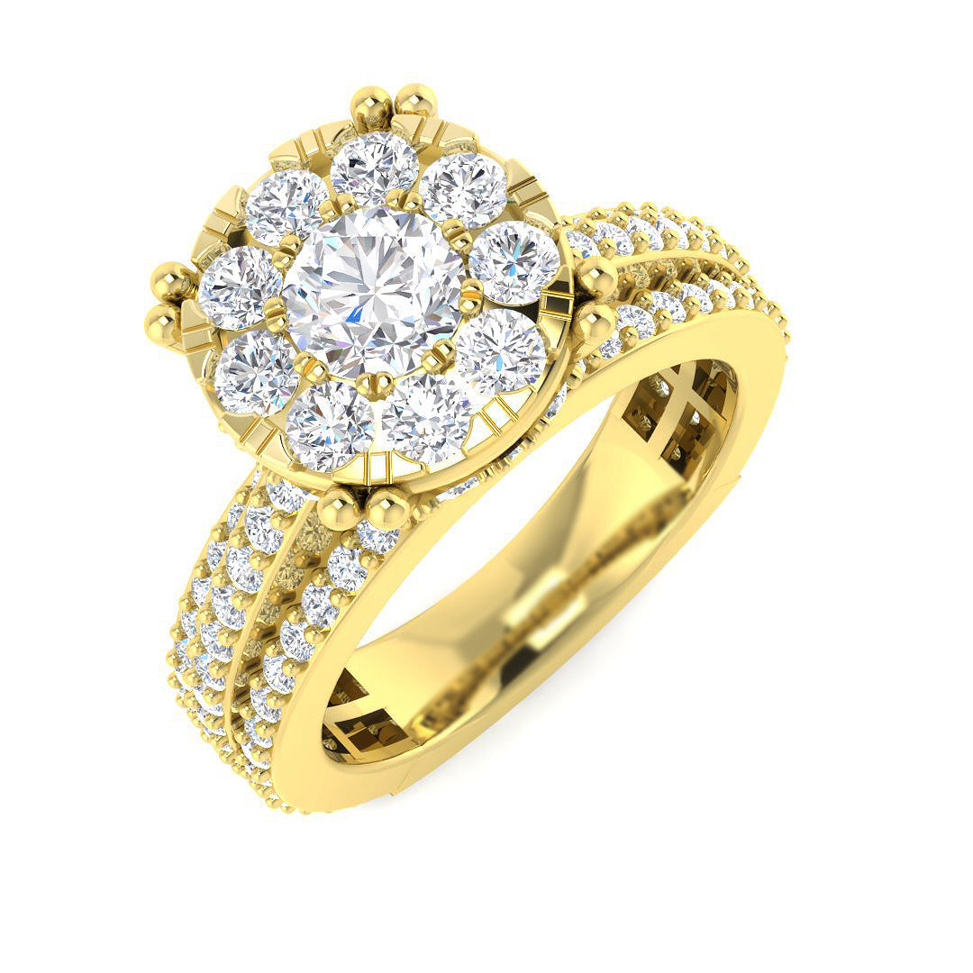 Halo Diamond Ring 2.07ct–3.34ct – SR354 – 18k Yellow Gold