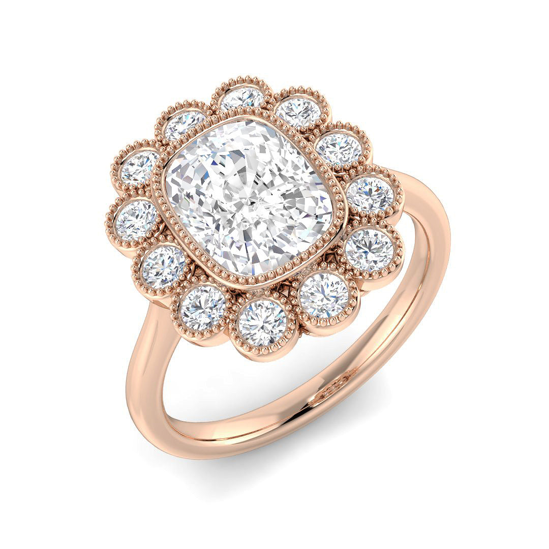 Vintage Lab-Grown Diamond Ring 1.31ct–4.31ct – SR7270 – 18k Rose Gold