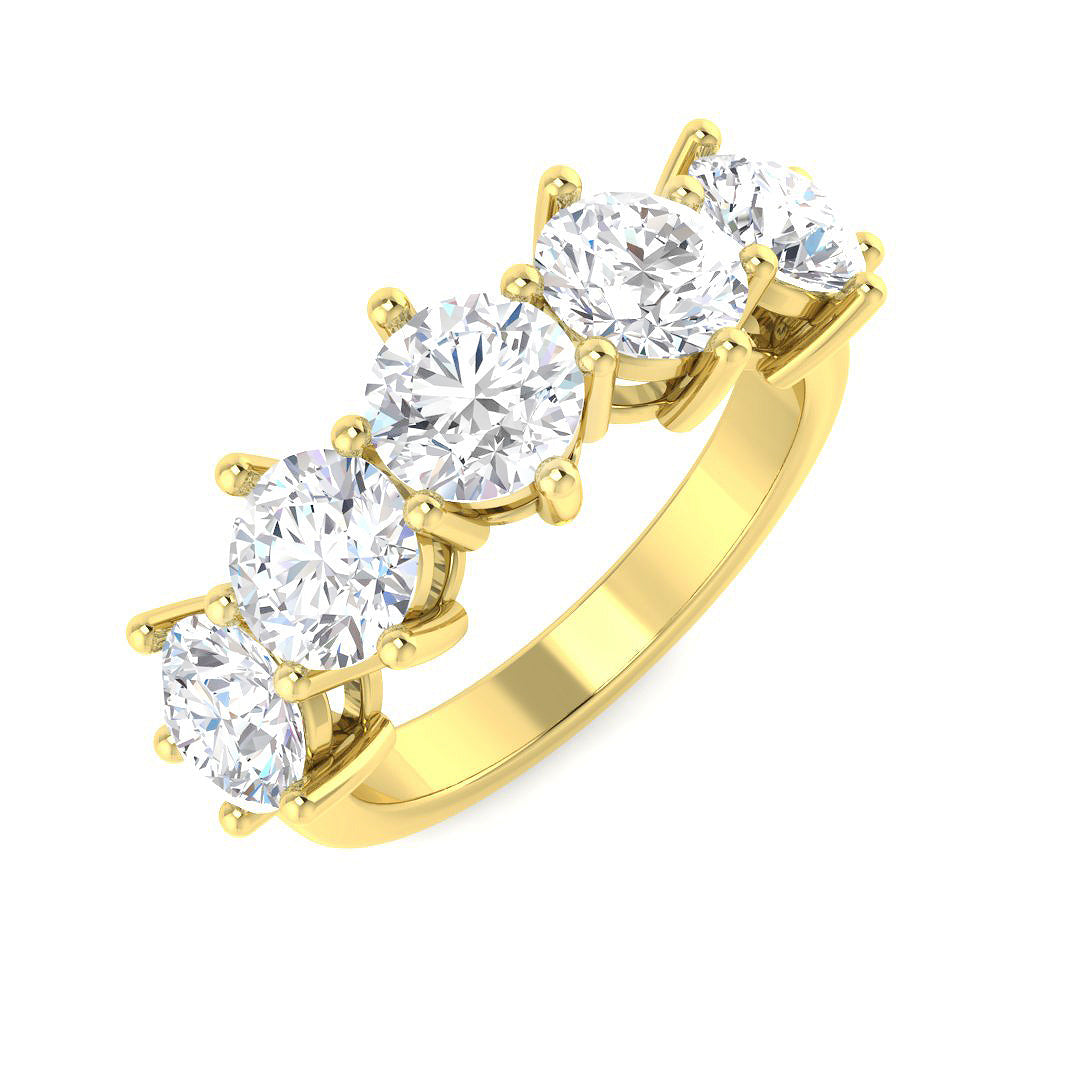 Five Stone Diamond Ring 0.97ct–3.07ct – SR3034 – 18k Yellow Gold