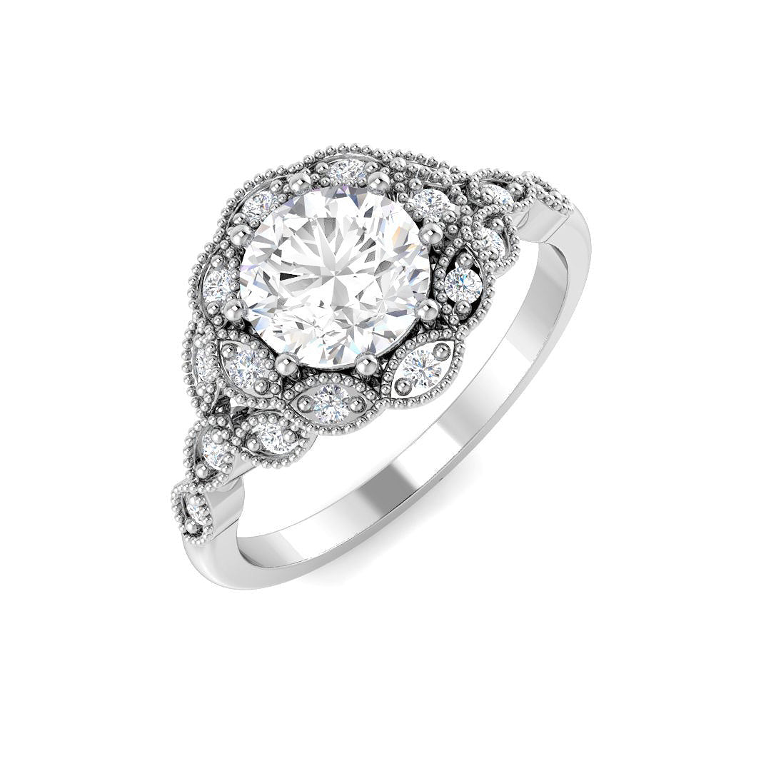 Vintage Lab-Grown Diamond Ring 1.17ct – SR7166 – 18k White Gold