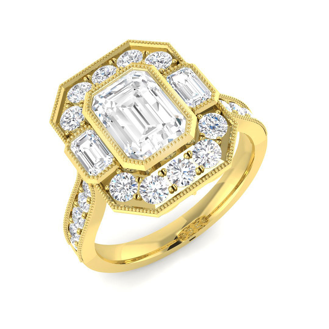 Three Stone Lab-Grown Diamond Ring 1.36ct–2.62ct – SR7014 – 18k Yellow Gold