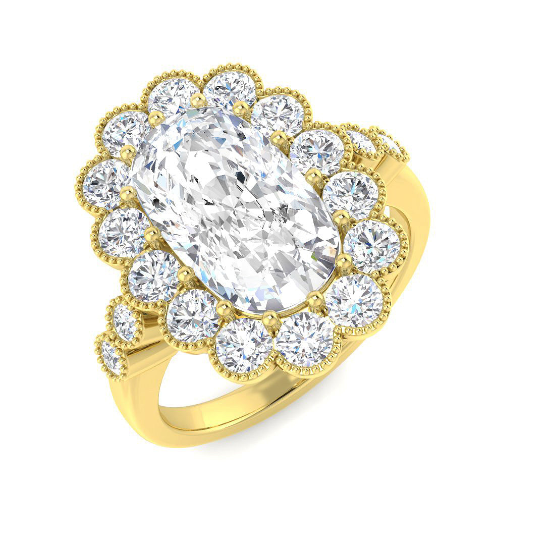 Vintage Lab-Grown Diamond Ring 1.46ct–4.42ct – SR7522 – 18k Yellow Gold