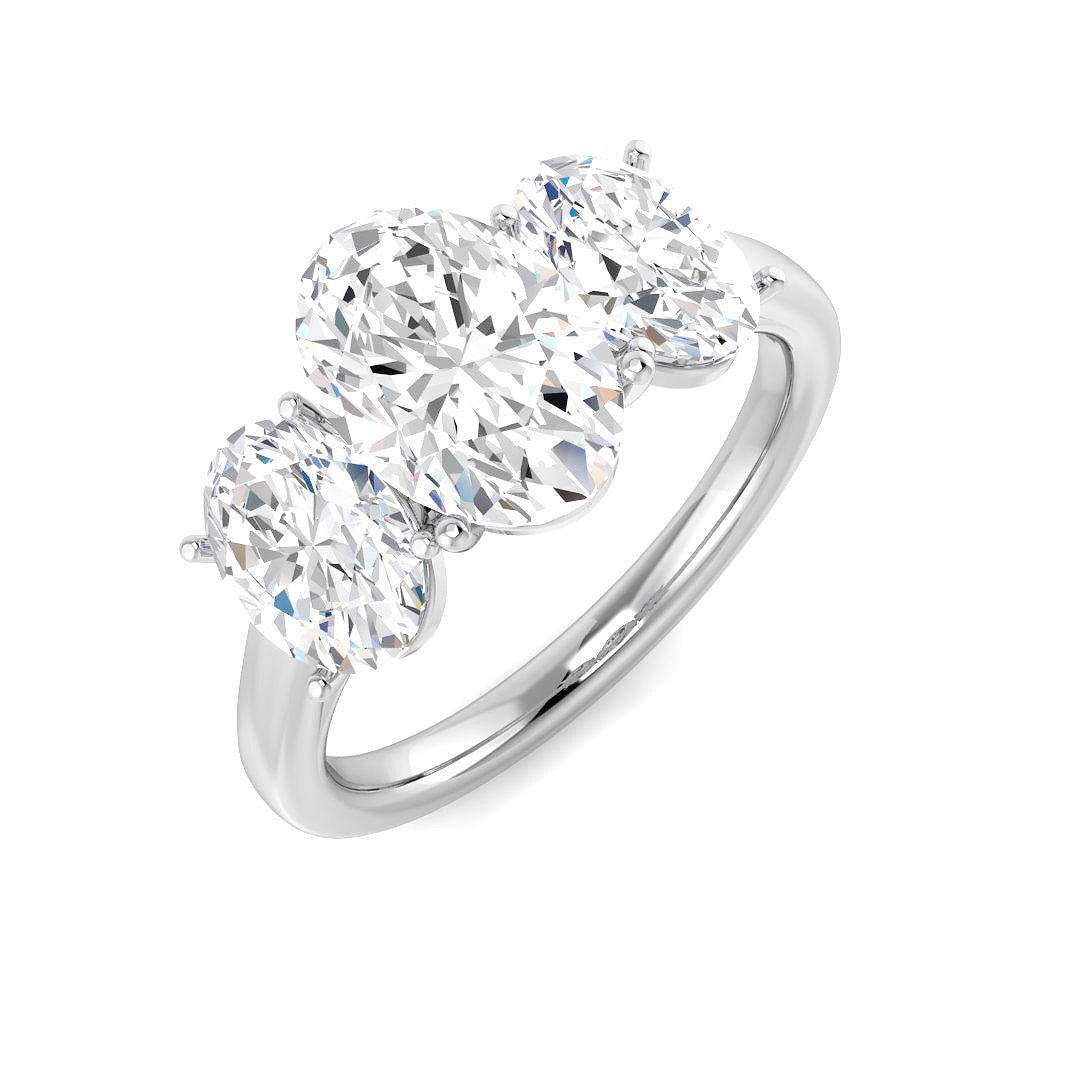 Three Stone Lab-Grown Diamond Ring 2.87ct–3.11ct – SR5794 – 18k White Gold