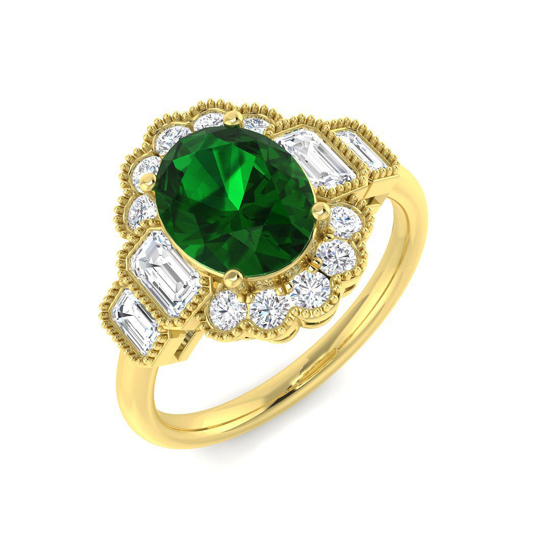 Vintage Lab-Grown Diamond Ring 2.82ct – SR7638~COEM – 18k Yellow Gold