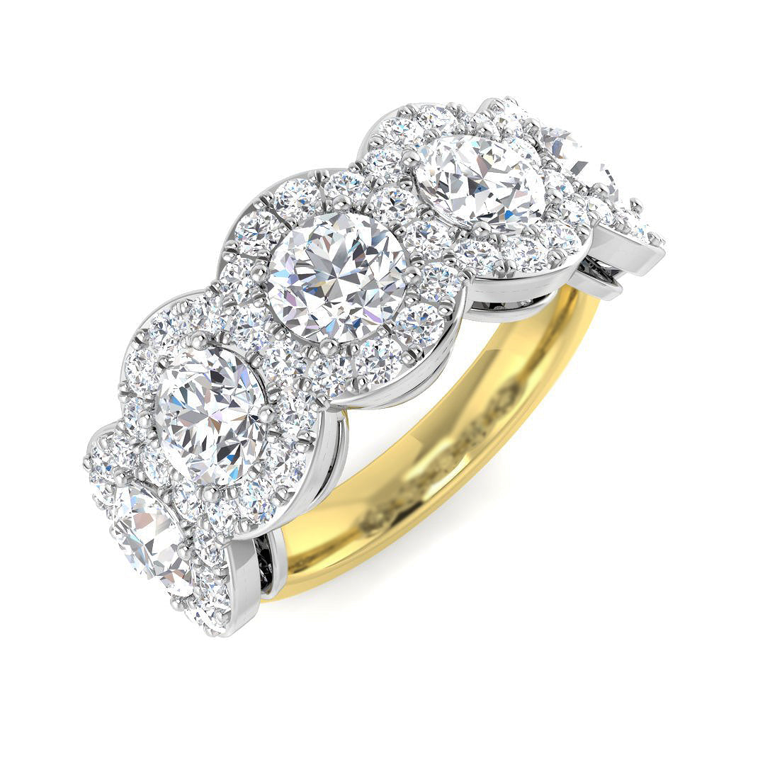 Five Stone Diamond Ring 3.28ct – SR6021 – 18k Yellow Gold