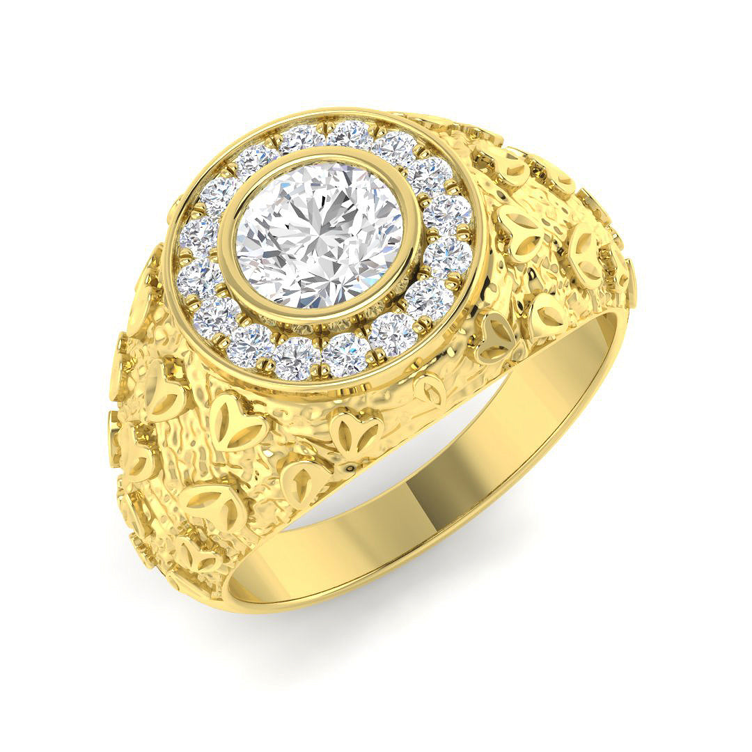 Signet Lab-Grown Diamond Ring 1.28ct – SR4465 – 18k Yellow Gold
