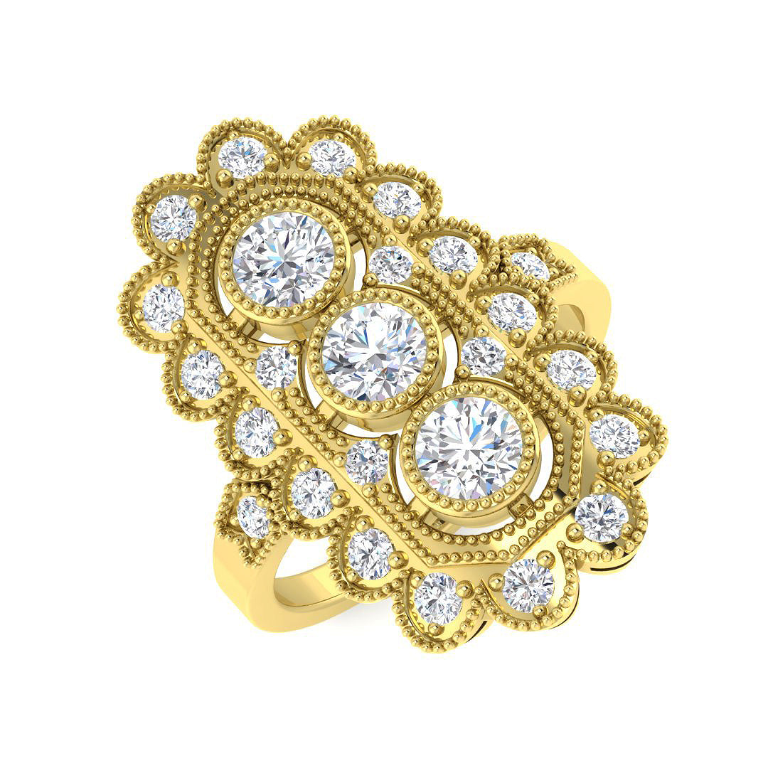 Vintage Lab-Grown Diamond Ring 1.25ct – SR7580 – 18k Yellow Gold