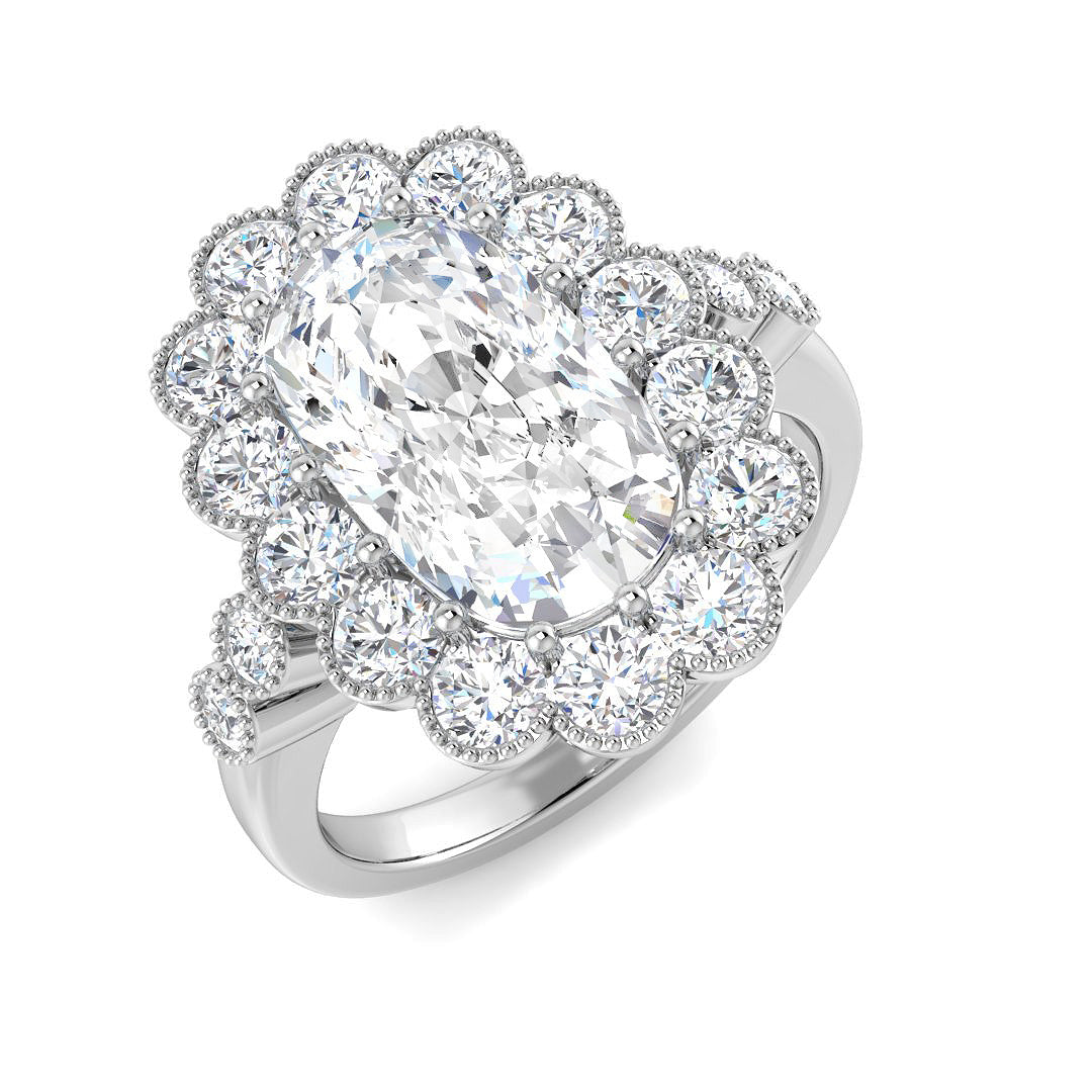 Vintage Lab-Grown Diamond Ring 1.46ct–4.42ct – SR7522 – 18k White Gold
