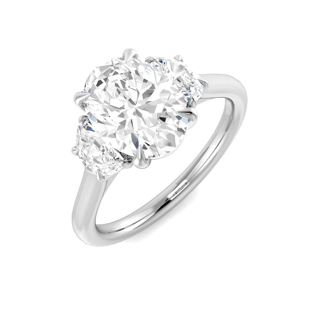 Three Stone Lab-Grown Diamond Ring 1.89ct–3.48ct – SR6236 – 18k White Gold