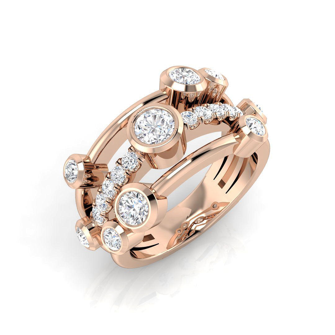 Bubble Diamond Ring 0.7ct–1.26ct – SR971 – 18k Rose Gold
