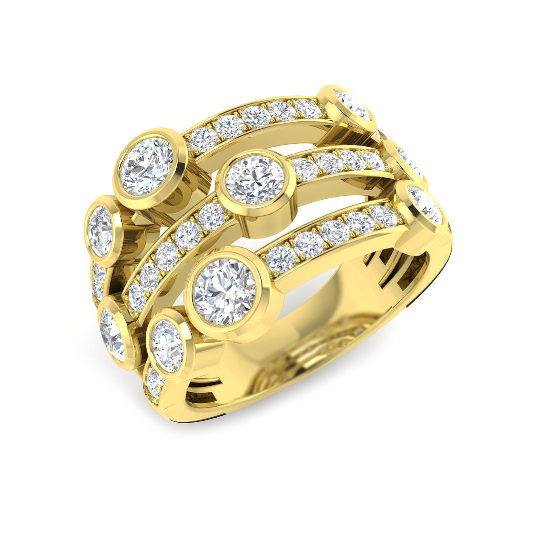 Bubble Diamond Ring 1.04ct–1.75ct – SR7557 – 18k Yellow Gold