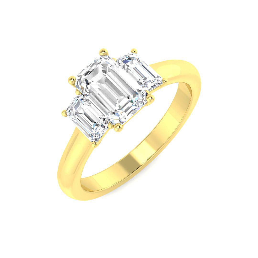 Three Stone Lab-Grown Diamond Ring 1.65ct – SR5273 – 18k Yellow Gold