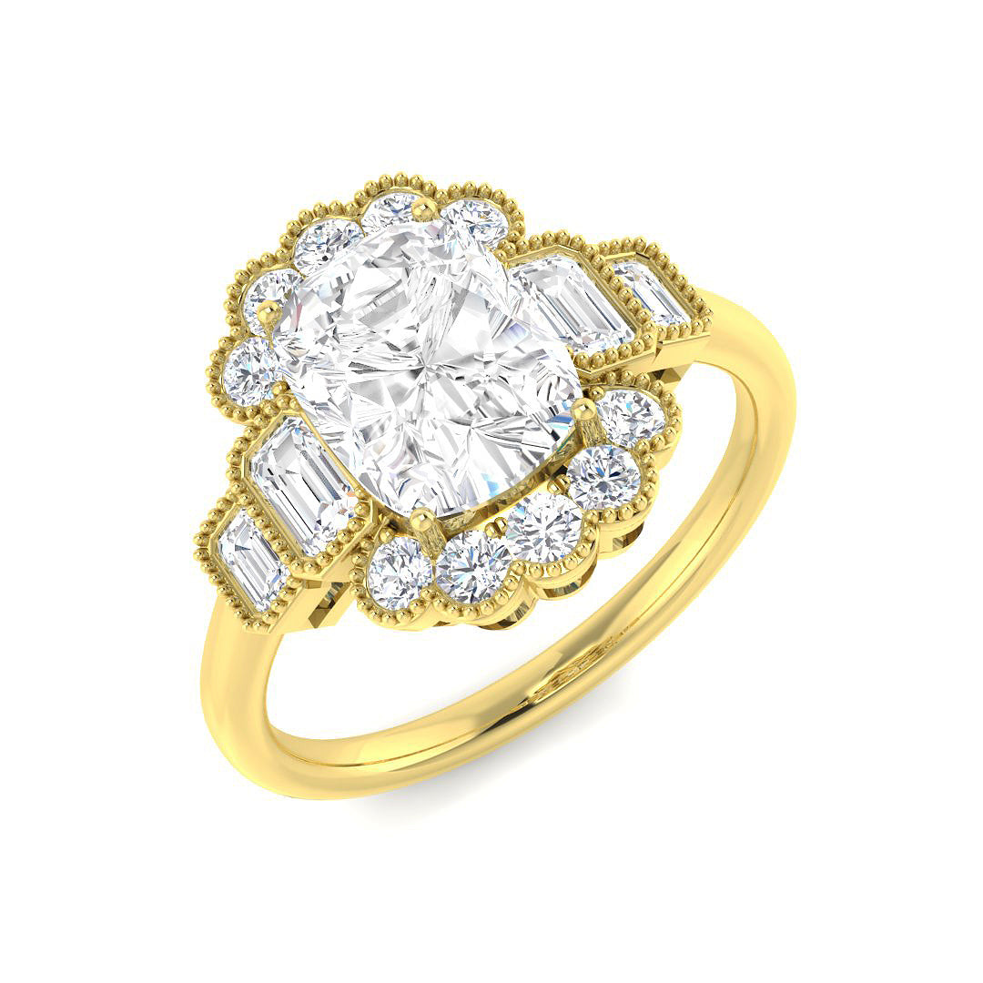 Vintage Lab-Grown Diamond Ring 2.85ct–4.3ct – SR6964 – 18k Yellow Gold