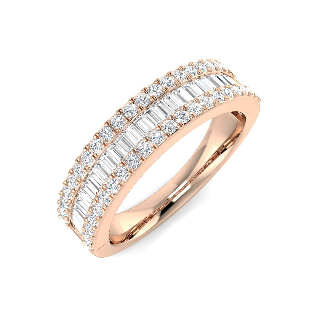 Baguette & Brilliant Diamond Ring 0.74ct – SR5372 – 18k Rose Gold