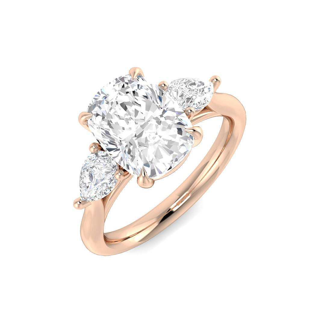 Three Stone Lab-Grown Diamond Ring 1.29ct–2.77ct – SR5787 – 18k Rose Gold