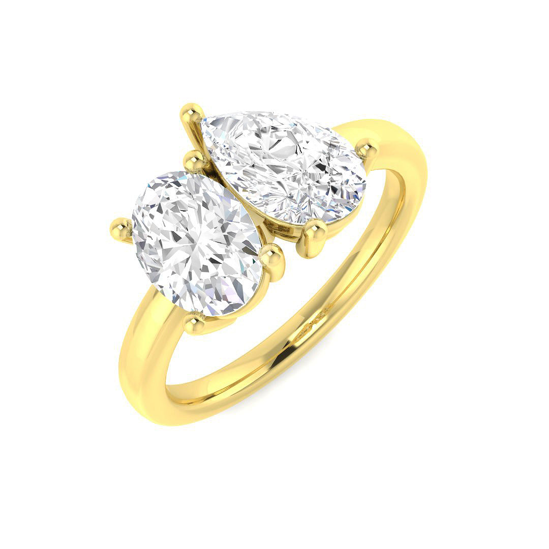Two Stone Diamond Ring 0.83ct–2.07ct – SR3662 – 18k Yellow Gold