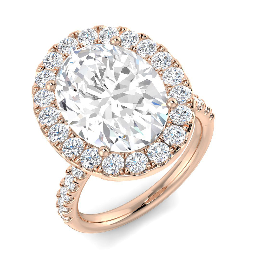 Halo Diamond Ring 0.63ct–5.92ct – SR54 – 18k Rose Gold