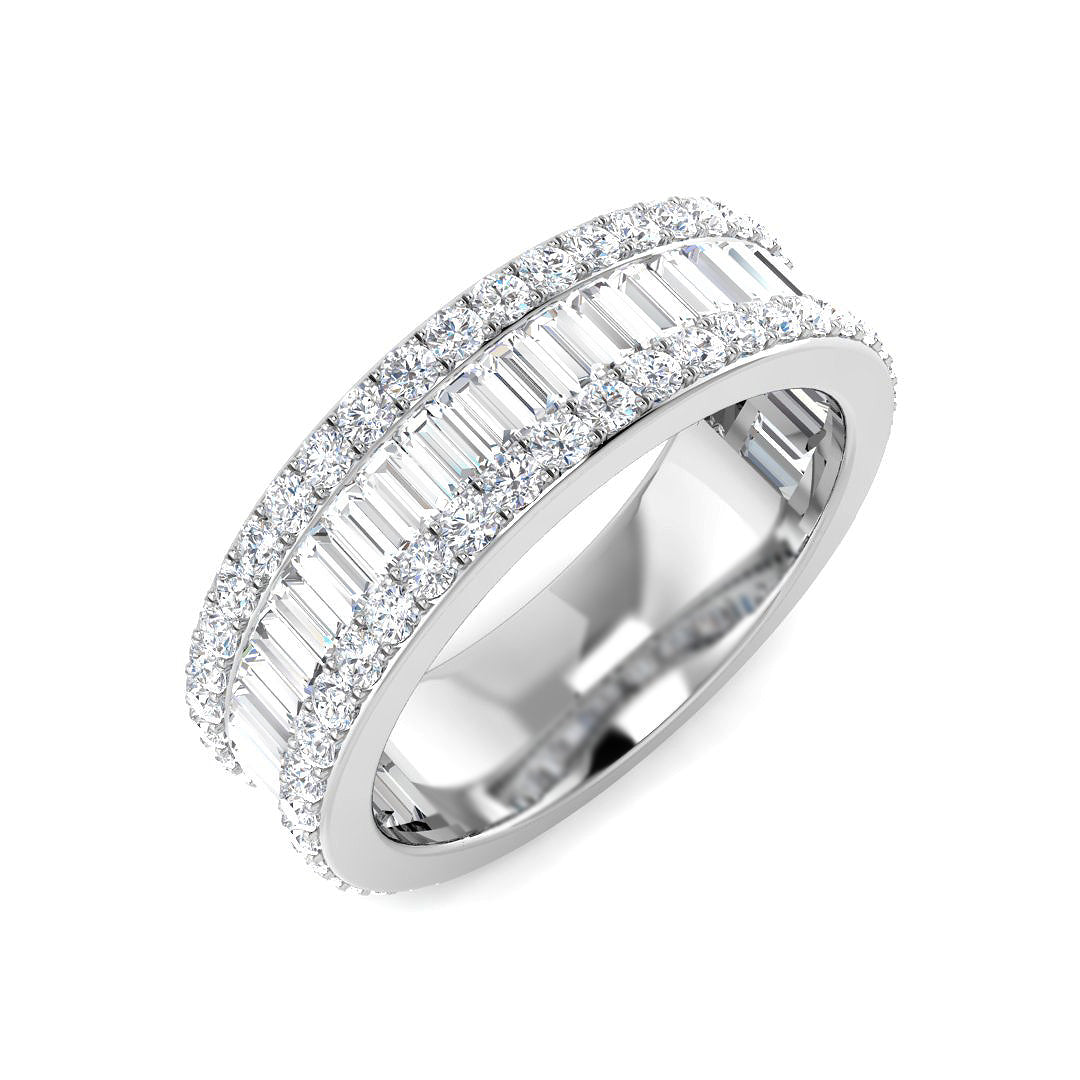 Baguette & Brilliant Diamond Ring 1.64ct – SR5919 – 18k White Gold