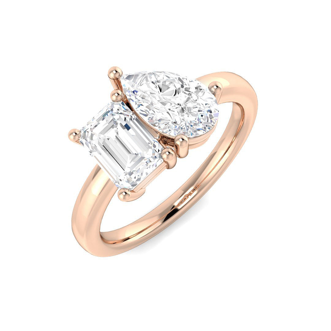 Two Stone Diamond Ring 0.97ct–2.04ct – SR4268 – 18k Rose Gold