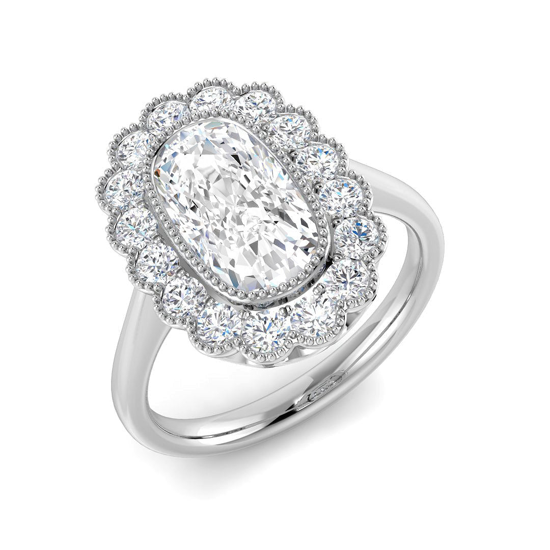 Vintage Lab-Grown Diamond Ring 1.36ct–4.03ct – SR7523 – 18k White Gold