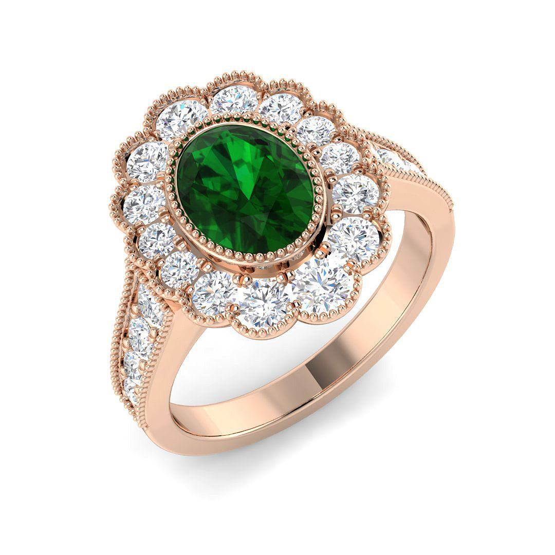 Vintage Lab-Grown Diamond Ring 1.34ct–3.06ct – SR7469~COEM – 18k Rose Gold