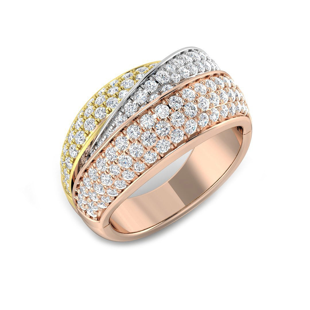 Pave Diamond Ring 1.25ct – BJR0486 – 18k Three Tone Gold