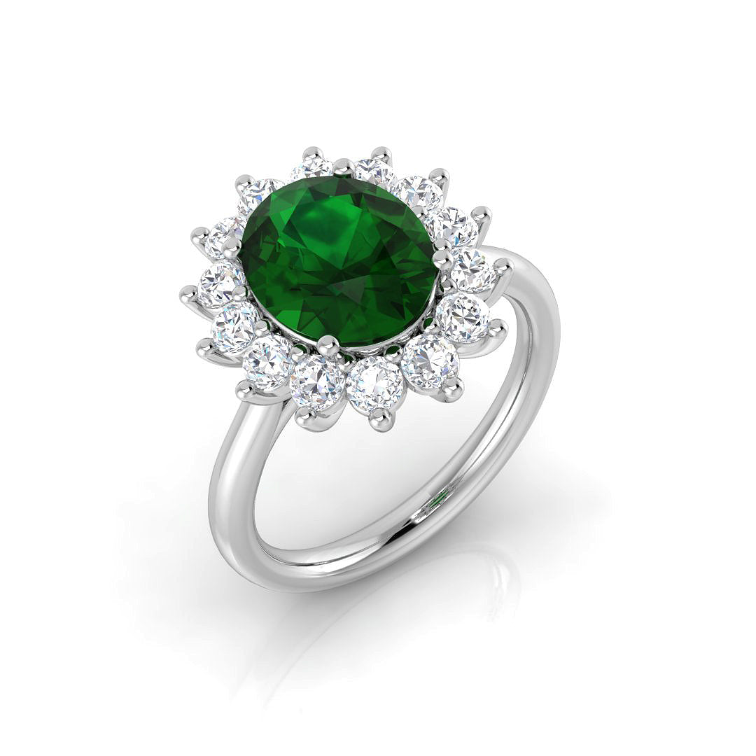 Emerald Diamond Ring 1.6ct–3.61ct – SL8826~EM – 18k White Gold