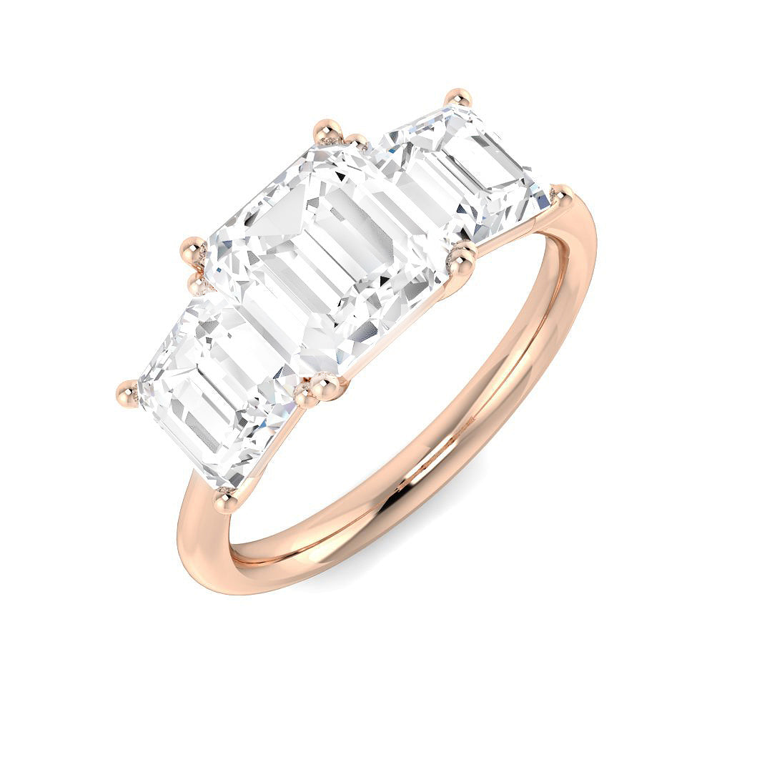 Three Stone Lab-Grown Diamond Ring 3.59ct–4.57ct – SR7036 – 18k Rose Gold