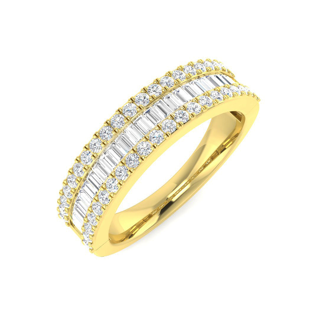Baguette & Brilliant Diamond Ring 0.74ct – SR5372 – 18k Yellow Gold