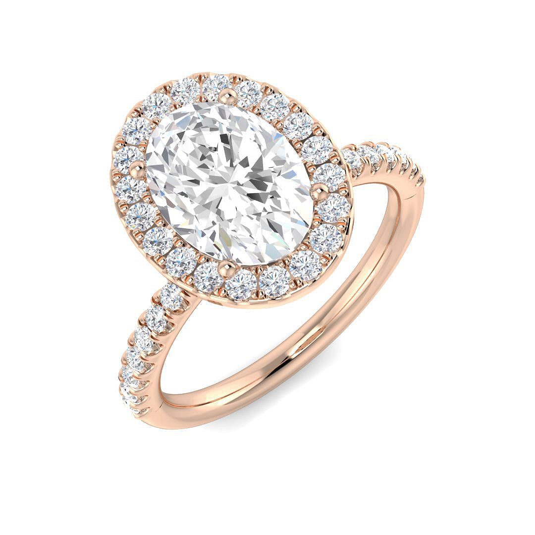 Halo Diamond Ring 0.63ct–5.92ct – SR54 – 18k Rose Gold