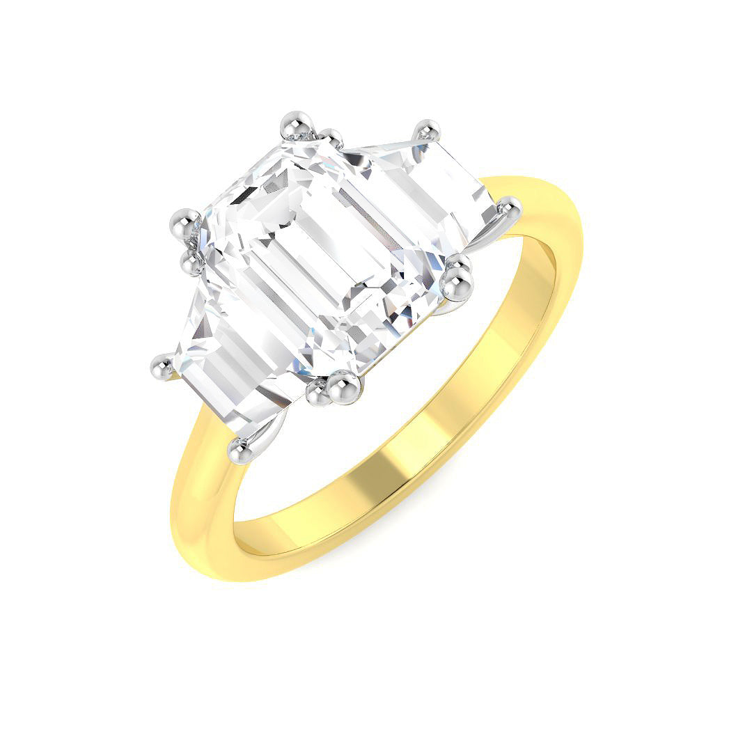 Three Stone Lab-Grown Diamond Ring 3.15ct–3.26ct – SR6330 – 18k Yellow Gold