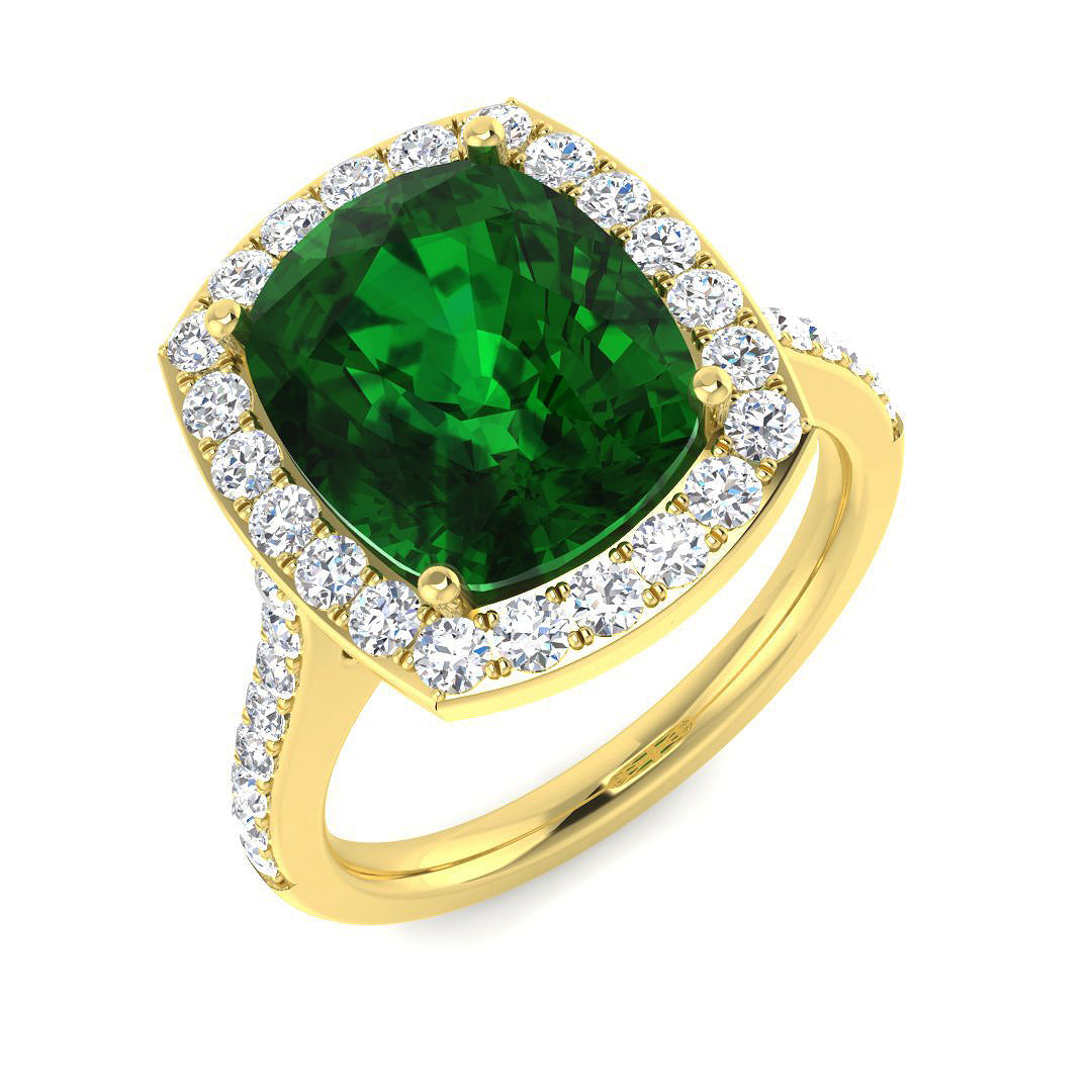 Emerald Diamond Ring 1.7ct–4.36ct – SR490~EM – 18k Yellow Gold