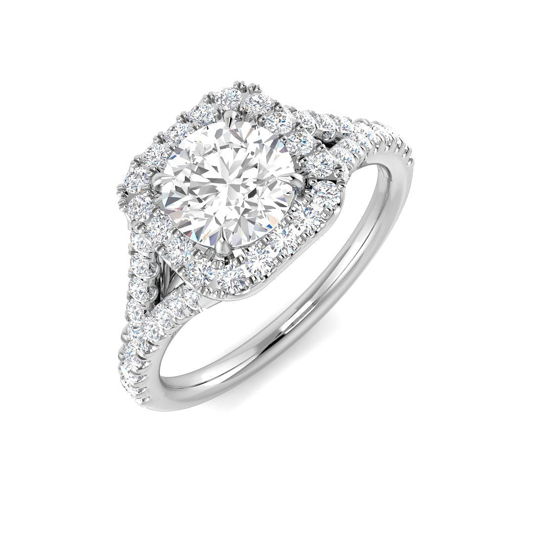 Halo Lab-Grown Diamond Ring 1.12ct–2.1ct – SR3812 – 18k White Gold