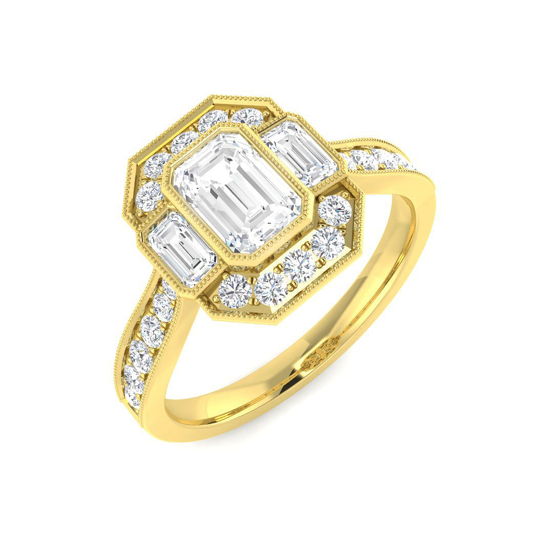Three Stone Lab-Grown Diamond Ring 1.36ct–2.62ct – SR7014 – 18k Yellow Gold