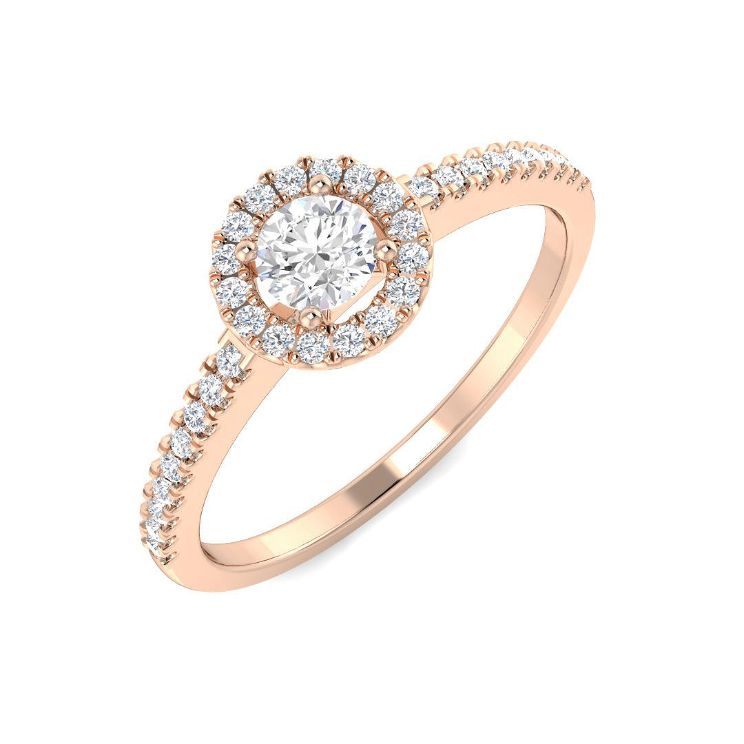 Halo Diamond Ring 0.51ct – DNR0791 – 18k Rose Gold