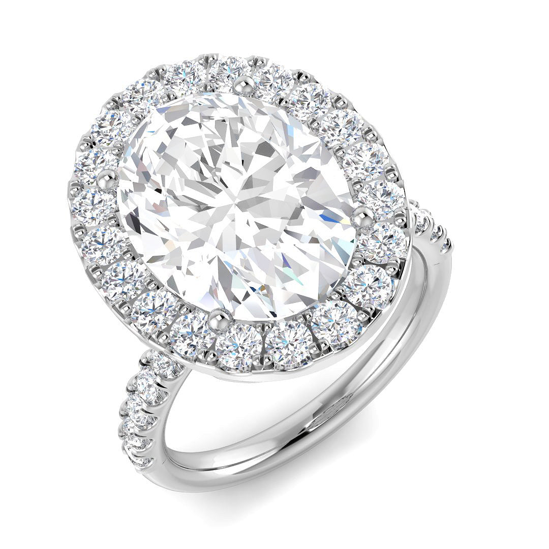 Halo Diamond Ring 0.63ct–5.92ct – SR54 – 18k White Gold
