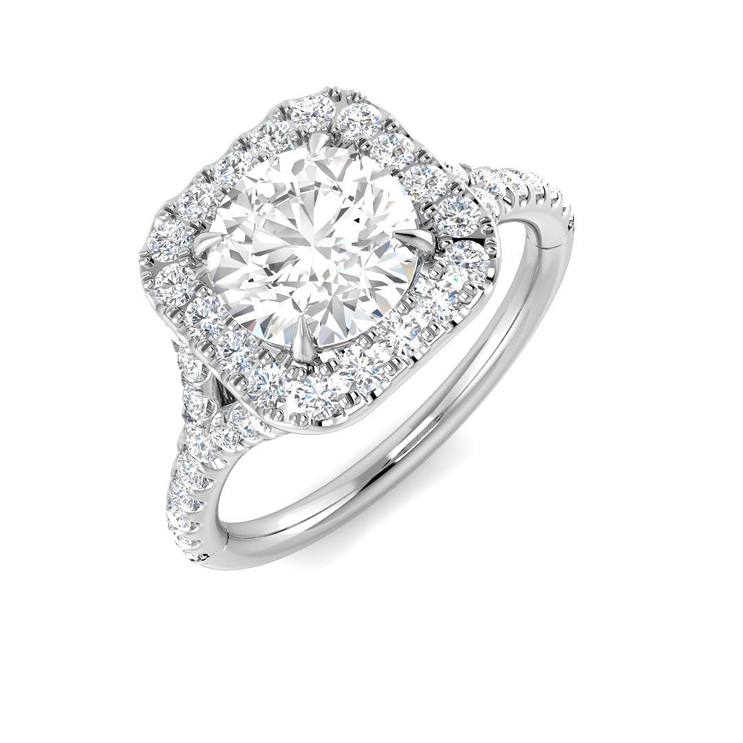 Halo Lab-Grown Diamond Ring 1.12ct–2.1ct – SR3812 – 18k White Gold