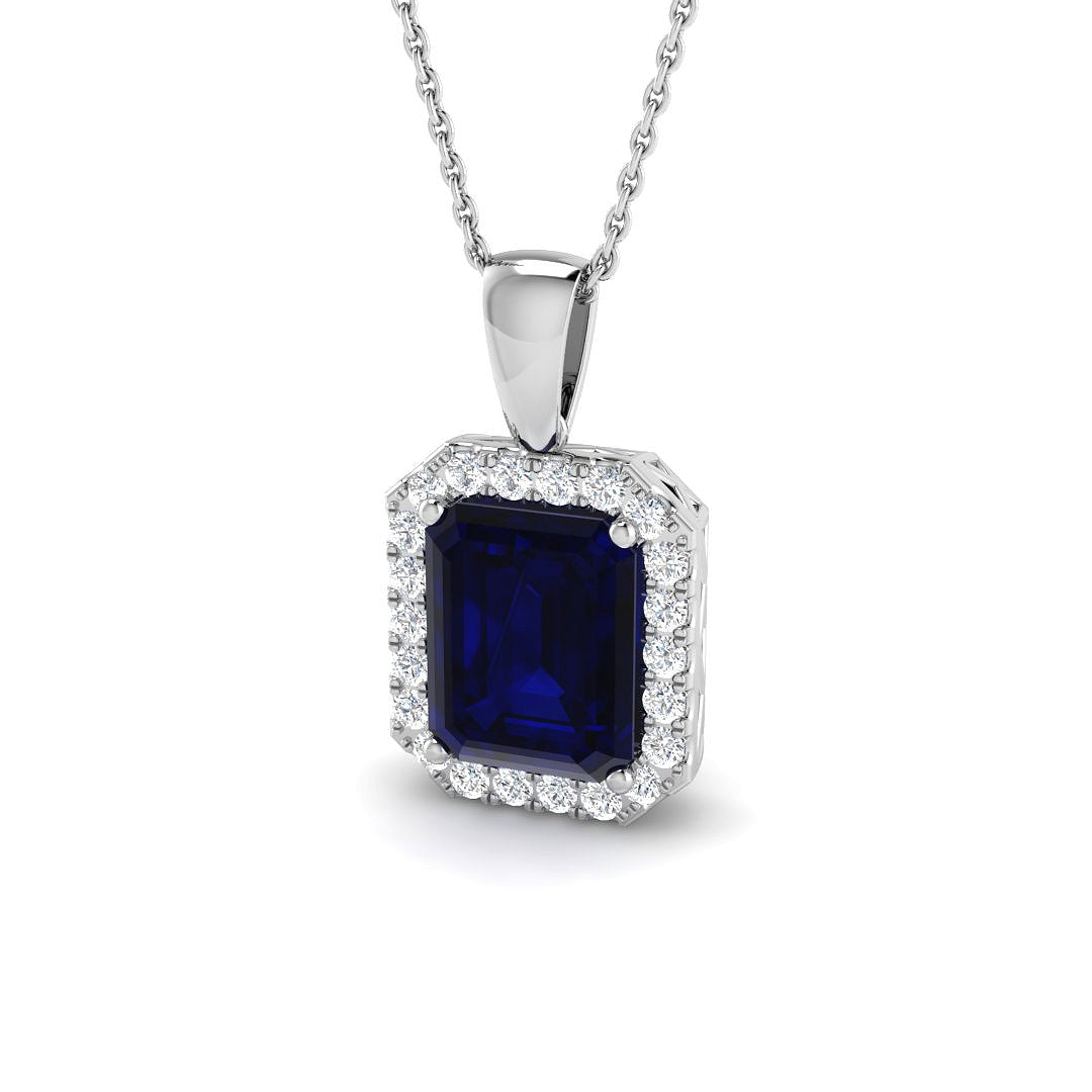 Blue Sapphire Diamond Ring 0.85ct–7.16ct – SP6667~BS – 18k White Gold