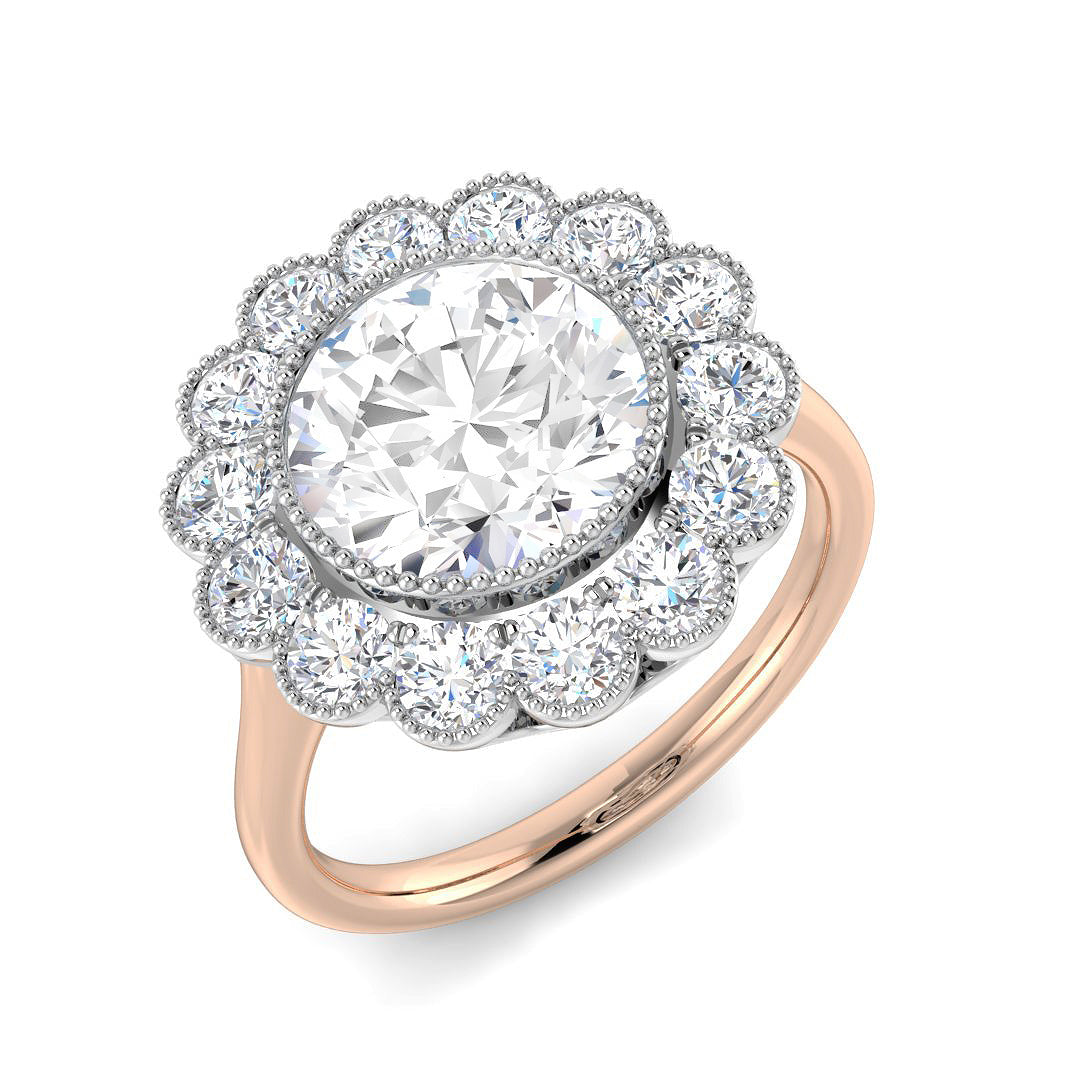 Vintage Lab-Grown Diamond Ring 1.36ct–4.07ct – SR7350 – 18k Rose Gold