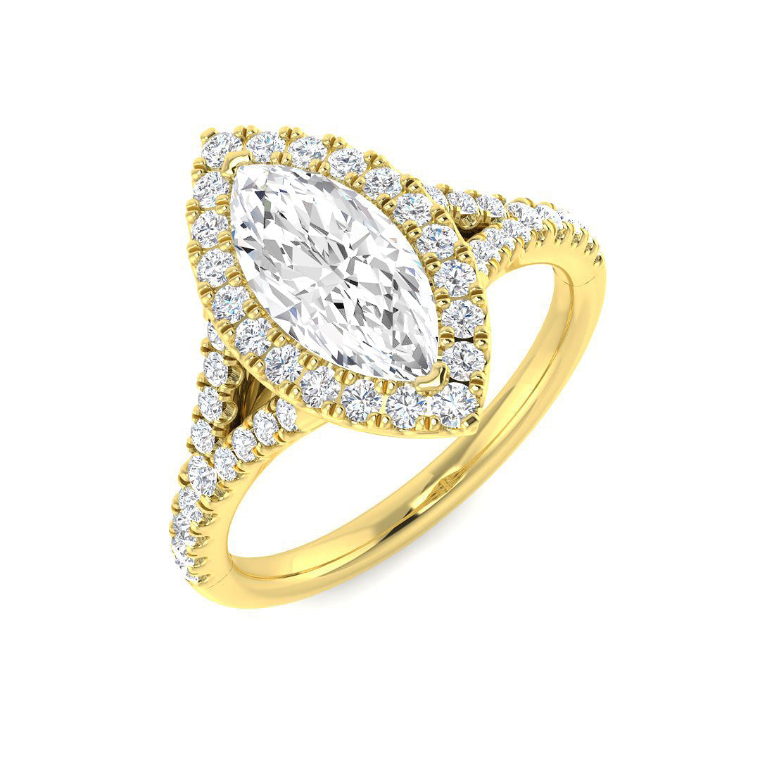 Halo Lab-Grown Diamond Ring 1.48ct–2.6ct – SR4916 – 18k Yellow Gold