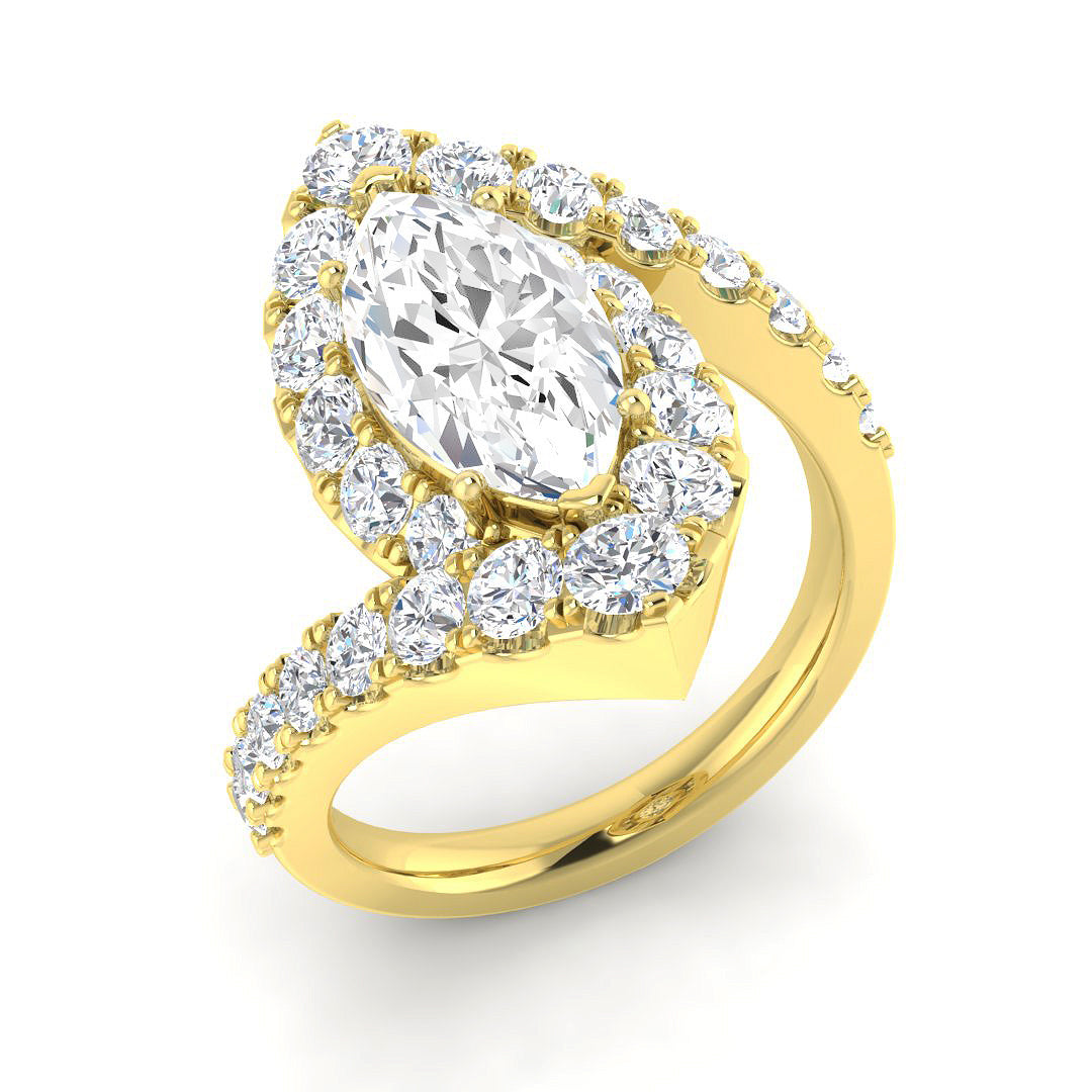 Halo Lab-Grown Diamond Ring 3.62ct–3.68ct – SR4904 – 18k Yellow Gold