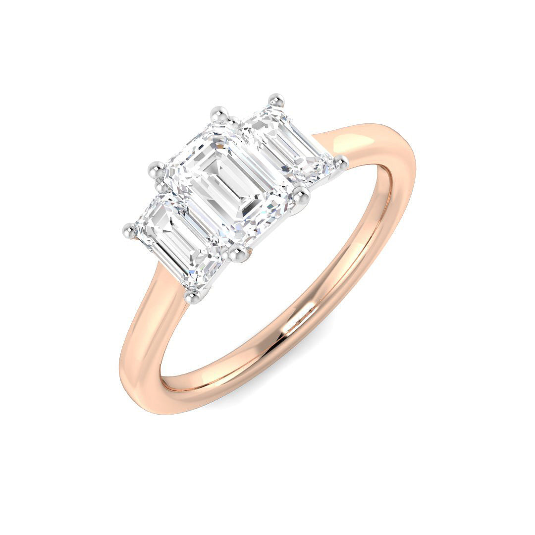 Three Stone Lab-Grown Diamond Ring 1.45ct – SR6087 – 18k Rose Gold
