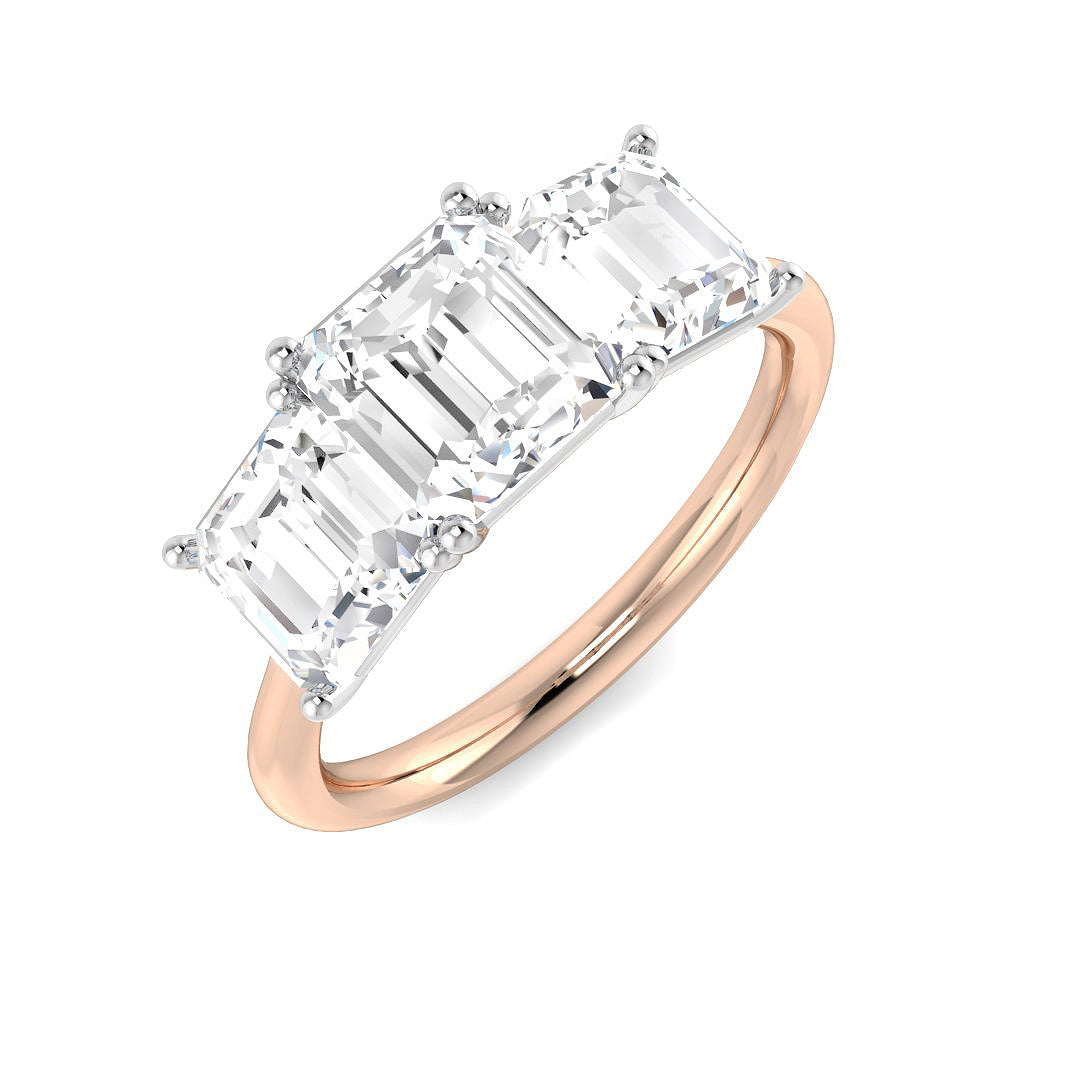 Three Stone Lab-Grown Diamond Ring 3.59ct–4.57ct – SR7036 – 18k Rose Gold