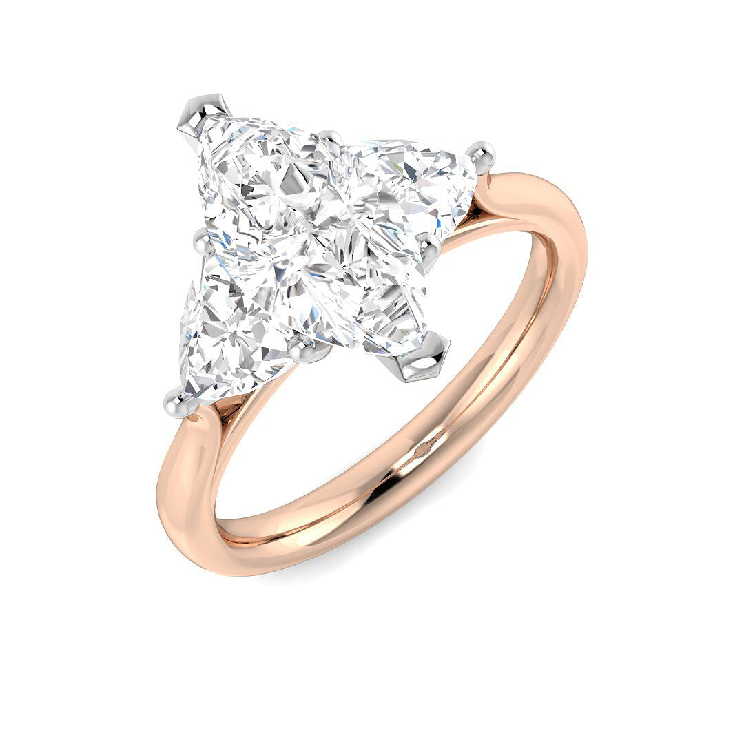 Three Stone Lab-Grown Diamond Ring 2.35ct–4.45ct – SR1185 – 18k Rose Gold