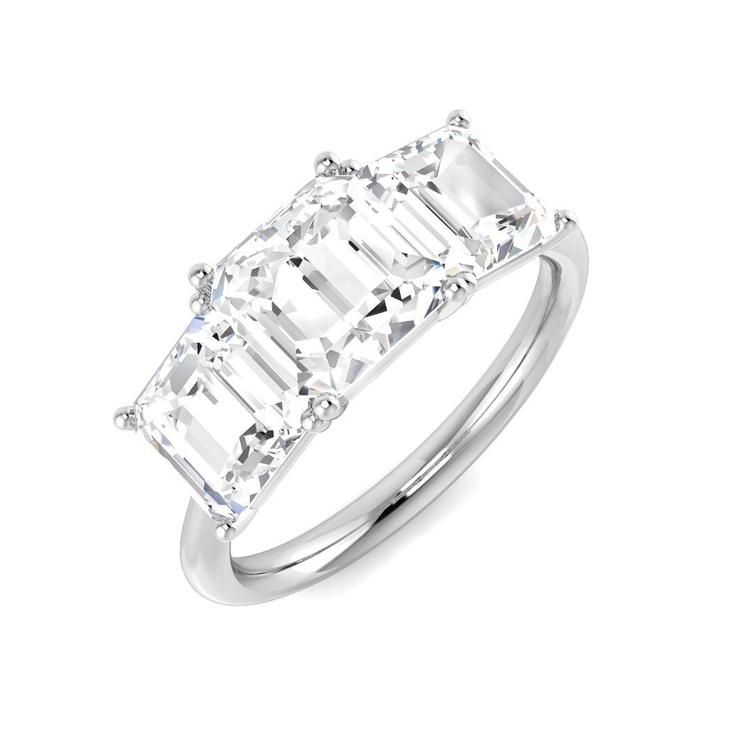 Three Stone Lab-Grown Diamond Ring 3.59ct–4.57ct – SR7036 – 18k White Gold