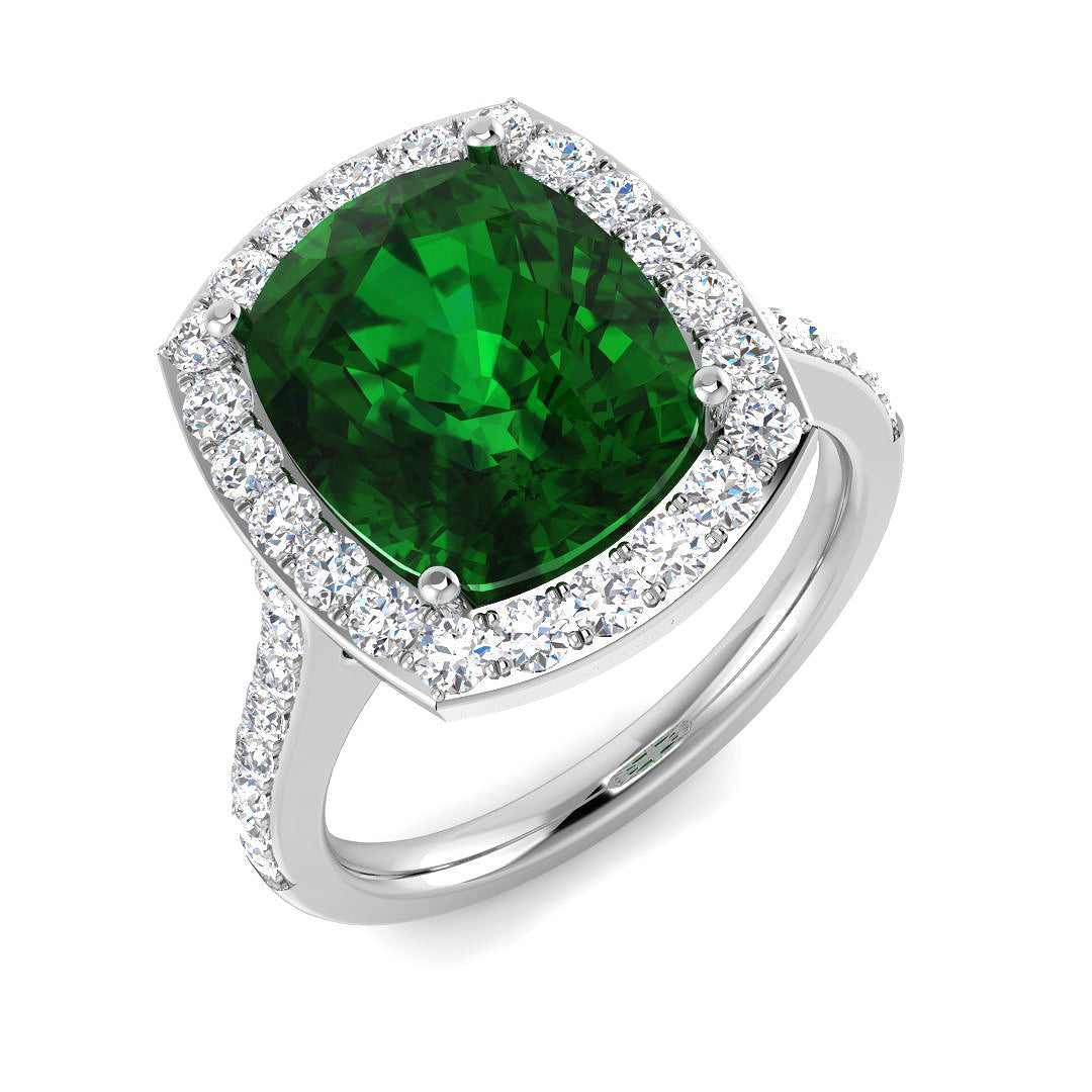 Emerald Diamond Ring 1.7ct–4.36ct – SR490~EM – 18k White Gold