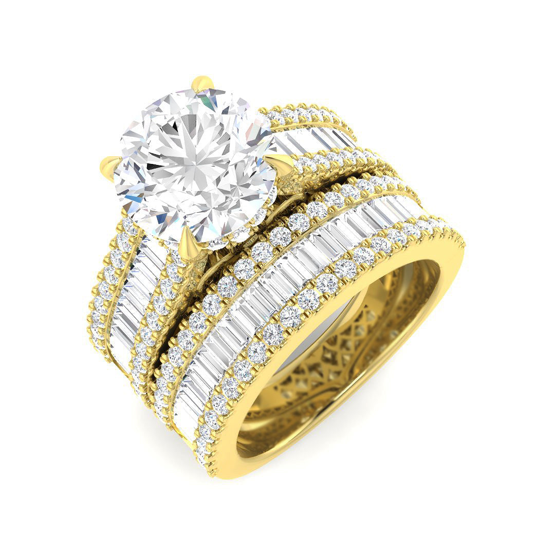 Baguette & Brilliant Lab-Grown Diamond Ring 5.34ct–5.5ct – SR6417 – 18k Yellow Gold
